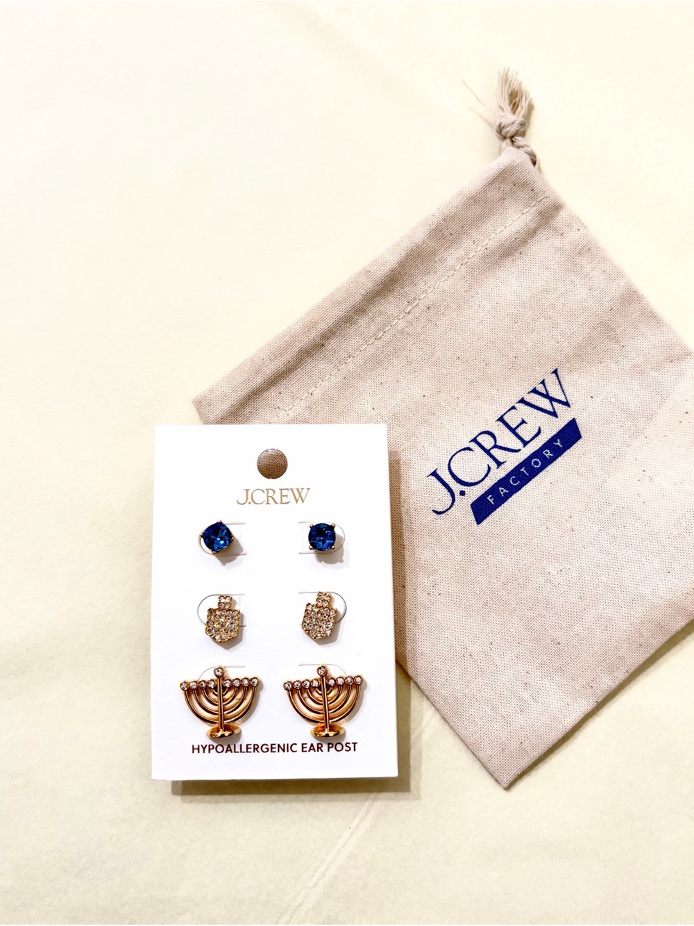 J. Crew Women’s Gold & Blue Stud Earring Set